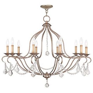 Livex Lighting Chesterfield 10 Light Candle Chandelier; Antique Silver Leaf