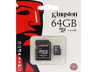 Kingston 64GB 64G MicroSDHC Micro SD XC SDXC Memory Card UHS 1 Class 10 C10 SDXC10/64GB W/ Adapter + Retail Packing HK082