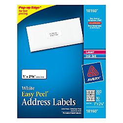Avery Easy Peel White Inkjet Address Labels 1 x 2 58  Pack Of 300