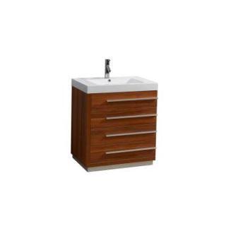 Virtu USA Bailey 29.5 in. W x 19.3 in. D x 30.51 in. H Wenge Vanity With Polymarble Vanity Top With White Square Basin JS 50530 WG PRTSET1