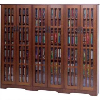 Leslie Dame 62" Inlaid Glass Mission Multimedia Cabinet in Walnut   M 1431W