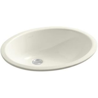 KOHLER Caxton Vitreous China Undermount Bathroom Sink with Overflow Drain in Biscuit with Overflow Drain K 2210 96