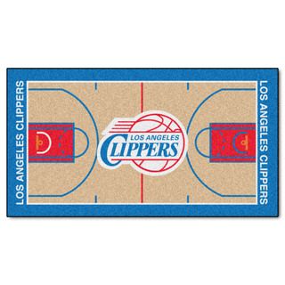 Fanmats Machine made Los Angeles Clippers Tan Nylon Large Court Runner