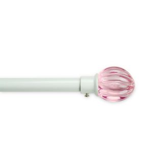 Adjustable White Drapery Rod Set with Pink Glass Finial   15834302