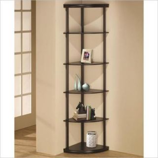 Coaster Corner Bookshelf with 5 Shelves in Cappuccino