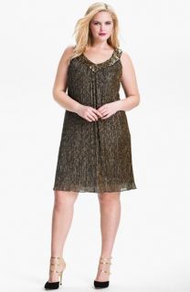 Donna Ricco Sequin Metallic Trapeze Dress (Plus Size)