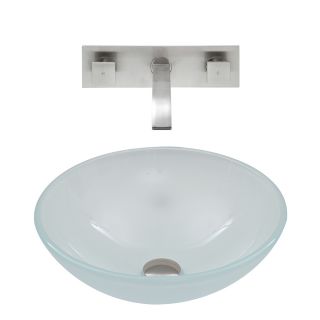 VIGO Vessel Bathroom Sets White Frosted Glass Vessel Round Bathroom Sink with Faucet (Drain Included)