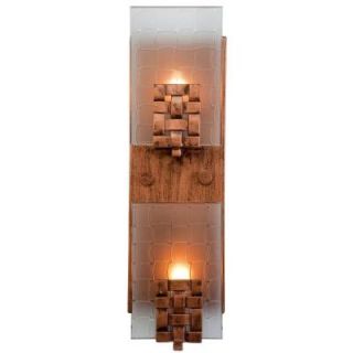 Varaluz Dreamweaver 2 Light Blackened Copper Vertical Sconce with Frosted Glass 180W02