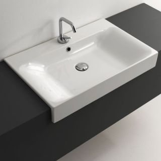 WS Bath Collections Cento Ceramic Semi Recessed Bathroom Sink