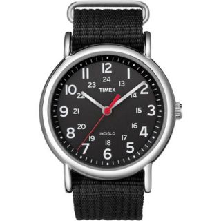 Timex Weekender Watch, Black Nylon Slip Thru Strap