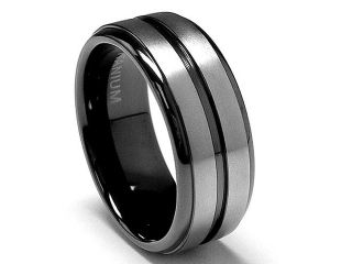 8 MM High Polish / Matte Finish Black Titanium ring Wedding Band