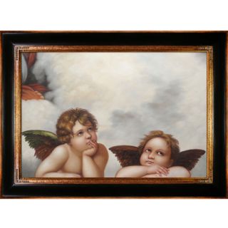 Madonna Sixtina (2 cherubs detail) Raphael Framed Original Painting by