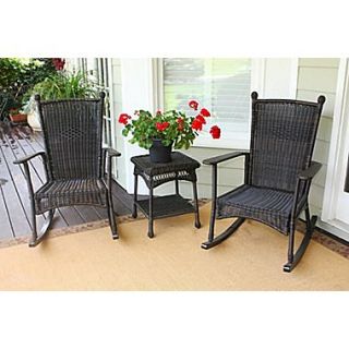 Tortuga Outdoor Portside 3 Piece Rocker Seating Group with Cushions; Dark Roast