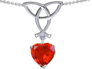 Celtic Love by Kelly Love Knot Pendant with Heart Shape 8mm Simulated Fire Mexican Opal in Sterling Silver