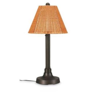 Patio Living Concepts Shangri La 30 in. Outdoor Bronze Table Lamp with Honey Wicker Shade 11227