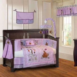 BabyFad Jungle Girl 10 piece Girls Purple Baby Crib Bedding Set with