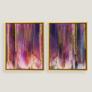 Purple Hues Canvas Wall Art with Gold Leaf Set of Two
