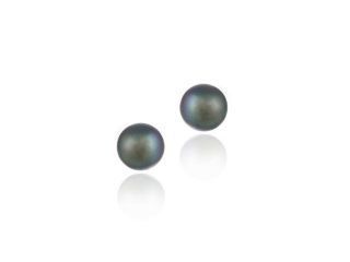 18K Gold over Sterling Silver Freshwater Cultured 5.5 6mm Peacock Pearl Stud Ear