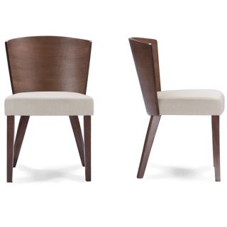 Baxton Studio Sparrow Brown Wood and Khaki Fabric Modern Dining Chair
