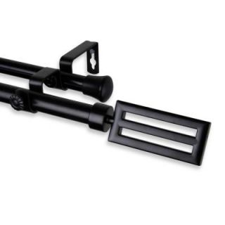 Rod Desyne 48 in.   84 in. Telescoping Double Curtain Rod Kit in Black with Sterling Finial 4773 482