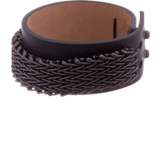 Lanvin Gunmetal & Leather Chainmail Bracelet