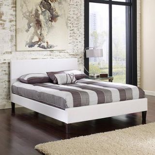 Premier Zurich Full Upholstered Platform Bed, White Leather