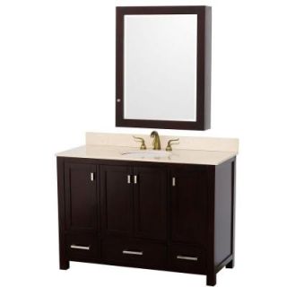 Wyndham Collection Abingdon 49 in. Vanity in Espresso with Marble Vanity Top in Ivory and Medicine Cabinet DISCONTINUED WCA151548ESIVMC