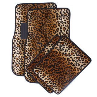 BDK Safari Tiger Print 4 piece Universal Car Carpet Floor Mats with