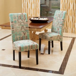 HomePop 4 button Tufted Aqua Textured Parson Chair (Set of 2)