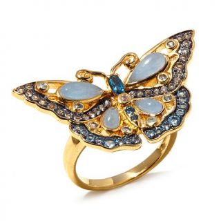 Victoria Wieck Blue Jade & Gemstone Butterfly Vermeil Ring   7823514