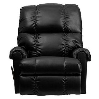 Flash Furniture Contemporary Apache Leather Tufted Rocker Recliner, Black