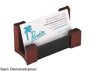 Rolodex 81766 Wood/Leather Business Card Holder, Capacity 50 2 1/4 x 4 Cards, Black/Mahogany