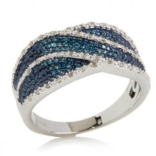 0.19ct Blue & White Diamond Sterling Silver "Ribbon" Ring   7876099