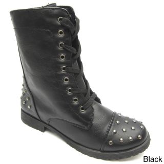 Blue Womens Malta Studded Combat Boots   Shopping   Great