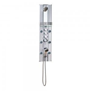 Ariel Bath A112 Shower Panel with Body Massage Jets and Overhead Rainfall Shower Head   Lucite Acryllic