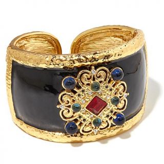Larisa Barrera "Your Palace or Mine" Crystal Goldtone Hinged Cuff Bracelet   7879930