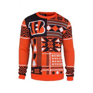 Officially Licensed NFL Patches Crew Neck Ugly Sweater   Bengals   7765933