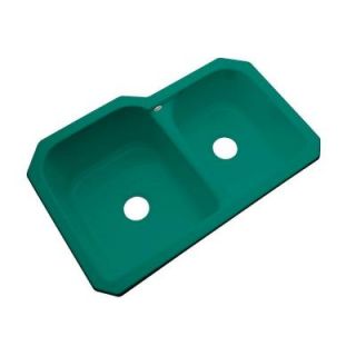 Thermocast Cambridge Undermount Acrylic 33 in. 0 Hole Double Bowl Kitchen Sink in Verde 45042 UM