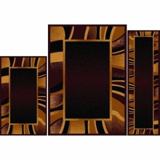 Home Dynamix Ariana Brown 4 ft. 11 in. x 6 ft. 11 in. 3 Piece Rug Set 3P 7542 500