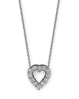 Roberto Coin 18K White Gold Baby Heart Pendant Necklace with Diamonds, 16"
