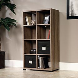Sauder Transit Collection Cube Style Bookcase Room Divider 55 12 H x 31 18 W x 14 12 D Salted Oak