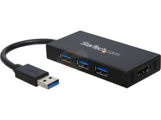 StarTech USB32HDEH3 USB 3.0 to HDMI® External Multi Monitor Graphics Adapter with 3 Port USB Hub