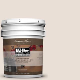 BEHR Premium Plus Ultra 5 gal. #N190 1 Smokey Cream Matte Interior Paint 175005