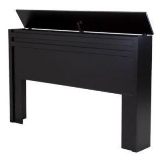 South Shore Furniture Holland Laminate Full/Queen Storage Headboard for Pillows in Pure Black 3370268