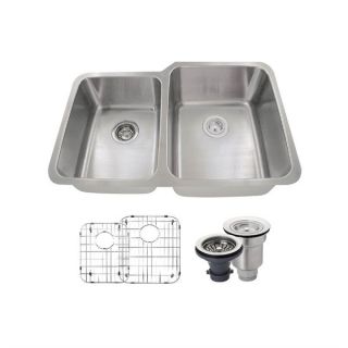 MR Direct 513 Kitchen Ensemble Stainless Steel Offset Double Bowl Sink
