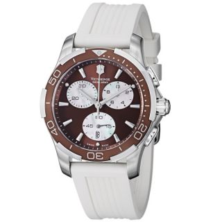 Swiss Army Womens Alliance Sport Chrono Brown Dial White Rubber Watch