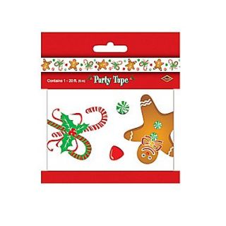 Beistle 3 x 20 Gingerbread Man Party Tape, White, 5/Pack
