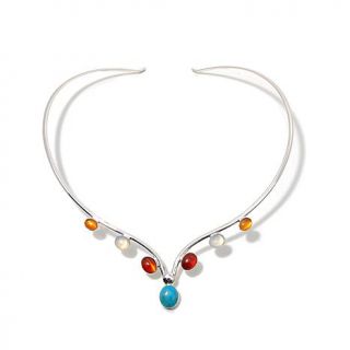 Jay King Turquoise and Jelly Opal Collar Sterling Silver 17" Necklace   7873749