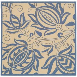 Safavieh Courtyard Natural/Blue 6 ft. 7 in. x 6 ft. 7 in. Square Indoor/Outdoor Area Rug CY2961 3101 7SQ