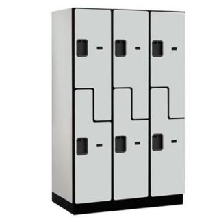 Salsbury 27361GRY Extra Wide Designer Wood Locker Double Tier S Style   3 Wide   6 Feet High   21 Inches Deep   Gray